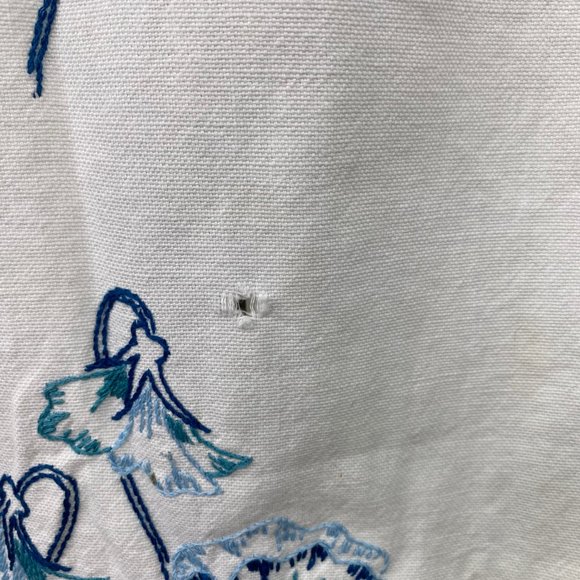 Vintage Shades of Blue Embroidered Table Runner 13" X 37" - Picture 3 of 12